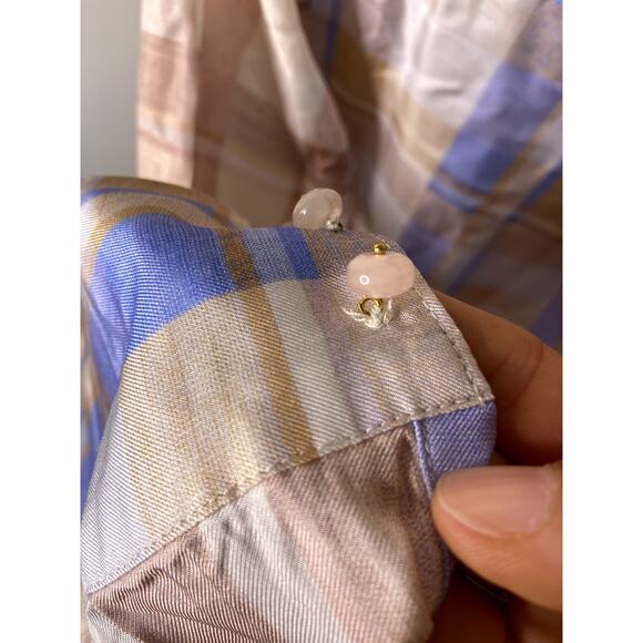 Zimmermann Dancer Checkered Neck Tie Pastel Ombré Blouse size US 4 - Picture 7 of 11